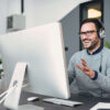 Man with support headset